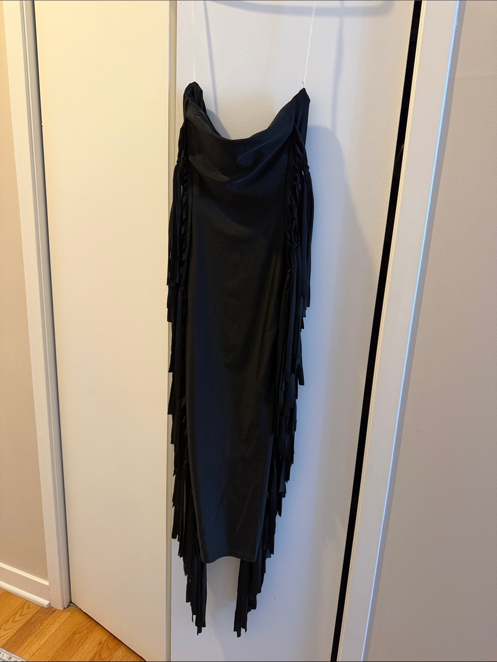 AKIRA Black Fringe Midi Bodycon Dress